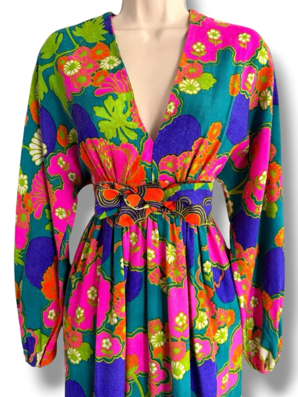 Kamehameha Vintage 70s Hawaiian Maxi Dress Vibrant Size 10 *RARE FIND* - Picture 4 of 14